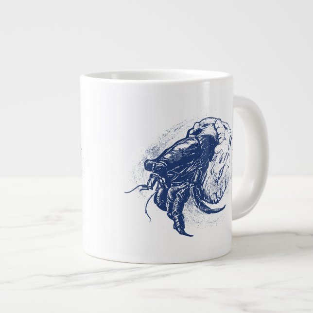 Grande Tasse Crabe ermite en bleu foncé (Devant droit)