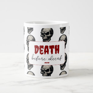 Grande Tasse Crâne gothique "Mort avant décaf"   Éffrayant Funn