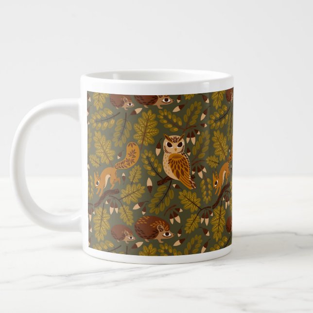Grande Tasse Créatures des bois et Motif Feuille (Gauche)