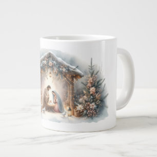 Grande Tasse Crèche rustique avec fleurs d'hiver