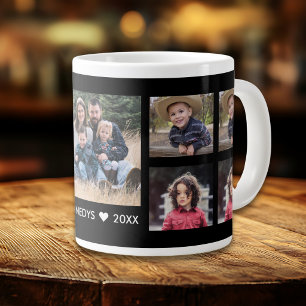 Grande Tasse Créez Votre Propre Collage De 9 Photos Famille Nom