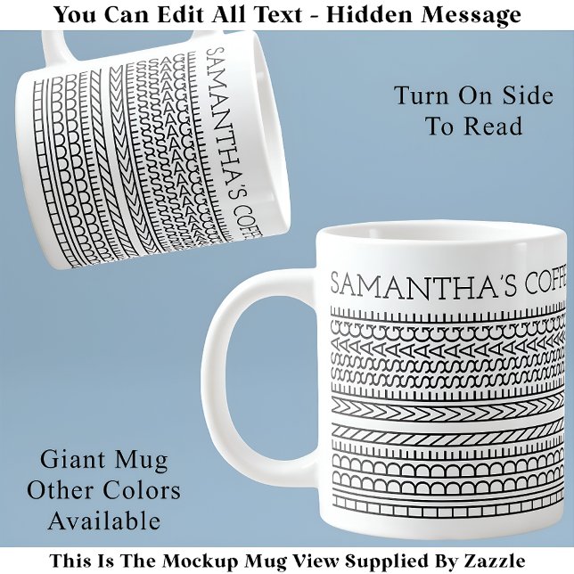 Grande Tasse Créez votre propre message caché court 148BW (Créateur téléchargé)
