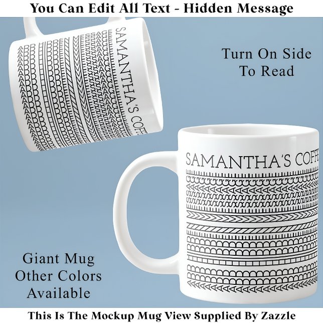 Grande Tasse Créez votre propre message long caché 148BW (Créateur téléchargé)