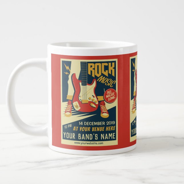 Grande Tasse Créez votre propre musique de jumbo Retro Rock Mus (Gauche)