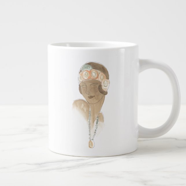 Grande Tasse Croquis de mode Flapper - Femme avec pièce à cheve (Droite)