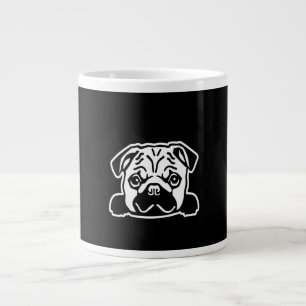 Grande Tasse Croquis de visage de chien mignon Carlin   Amateur