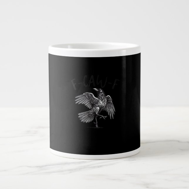 Grande Tasse Crow, F-Caw-F Funny Bird Retro Graphic (Devant)