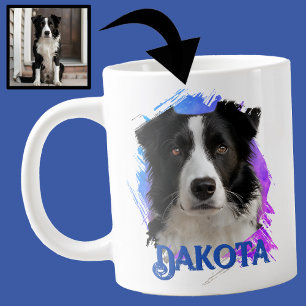 Grande Tasse Cuisine moderne et amusante Bordure Bleue Collie C