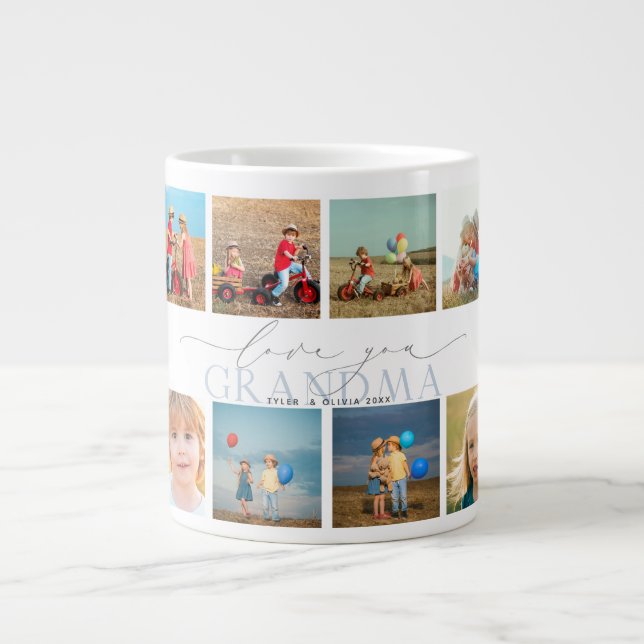 Grande Tasse Custom Love You Grand-mère 10 Photo Collage (Devant)