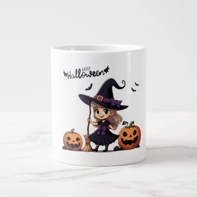 Grande Tasse Cute, anime sorcière Halloween (Devant)