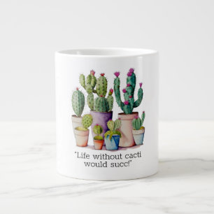 Grande Tasse Cute aquarelle cactus succulents dans les pots