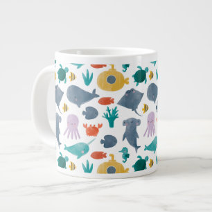 Grande Tasse Cute Aquarelle Océan Animaux Motif