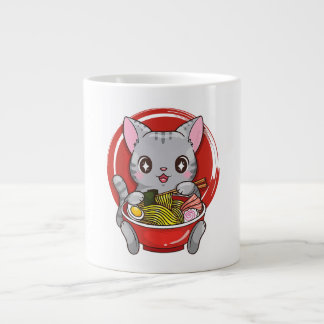 Grande Tasse Cute Cat Manger Ramen Japonais Amoureux des chats 