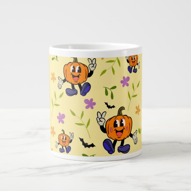 Grande Tasse Cute Citrouille Halloween Motif sans couture (Devant)