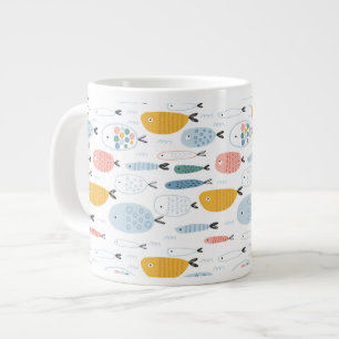 Grande Tasse Cute Doodle École de Motif de poisson