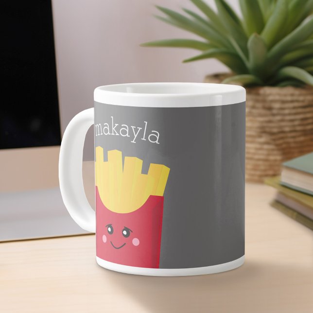 Grande Tasse Cute Kawaii Fries françaises avec nom personnalisé (Personalized mug)