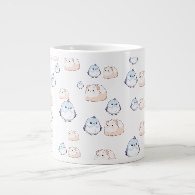 Grande Tasse Cute Kawaii Oiseaux et Guinéens Vibes Kawaii pour (Devant)