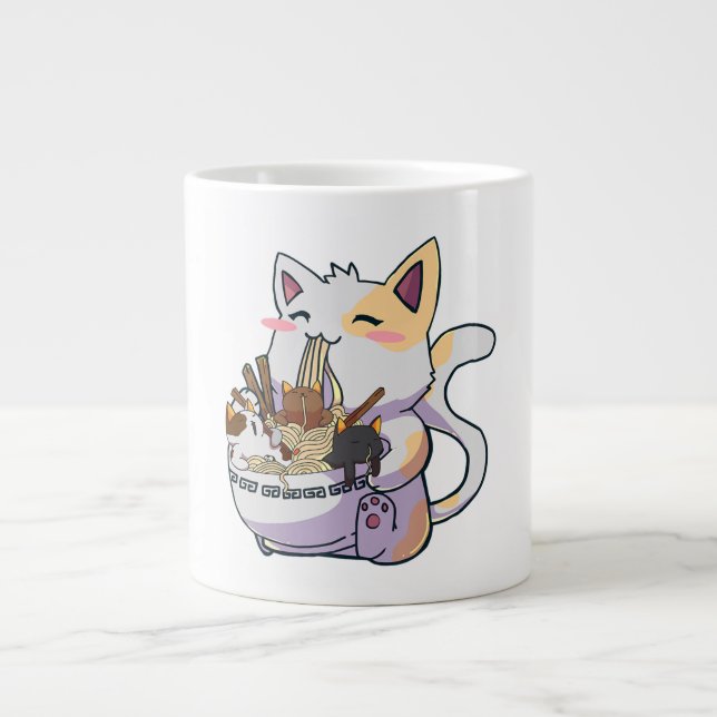 Grande Tasse Cute Neko Cat With Ramen Noodles Bowl Anime Japon  (Devant)