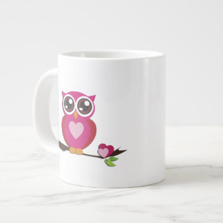 Grande Tasse Cute Owl Love Hearts Fine Vector Art