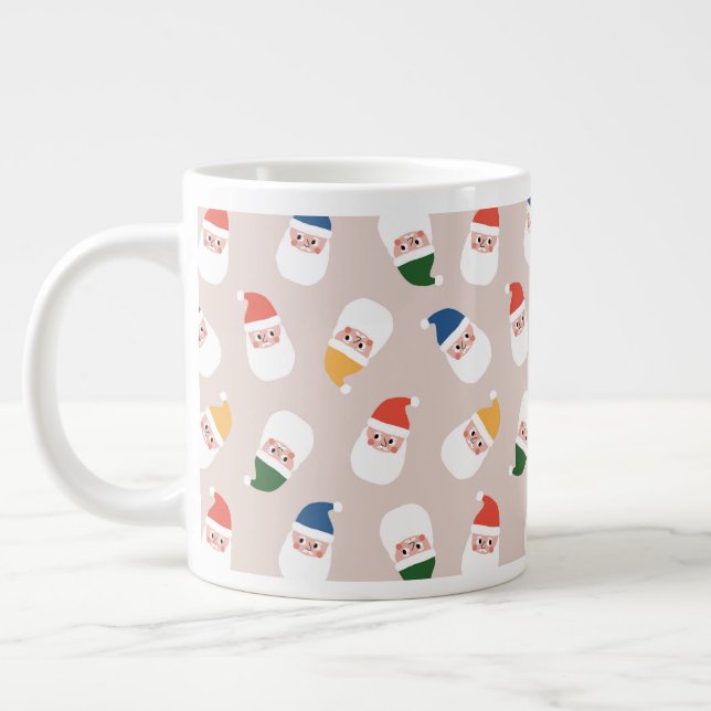 Grande Tasse Cute Père Noël fait face au Motif de Noël (Gauche)