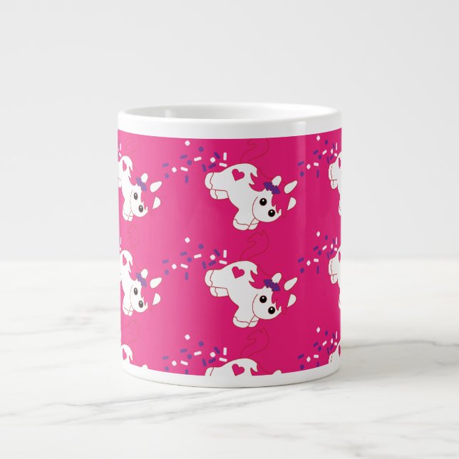 Grande Tasse Cute Pooping rose licorne (Devant)