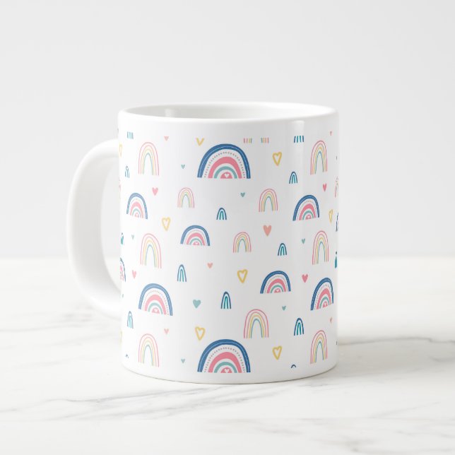 Grande Tasse Cute Rainbows & Hearts Motif