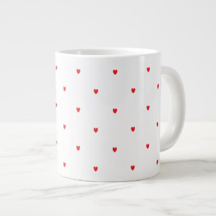 Grande Tasse Cute Red Doodle Hearts White Classy Élégant tend