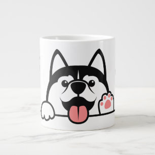 Grande Tasse Cute Siberian Husky nom et texte personnalisés
