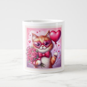 Grande Tasse Cute Valentine's day cat/chaton