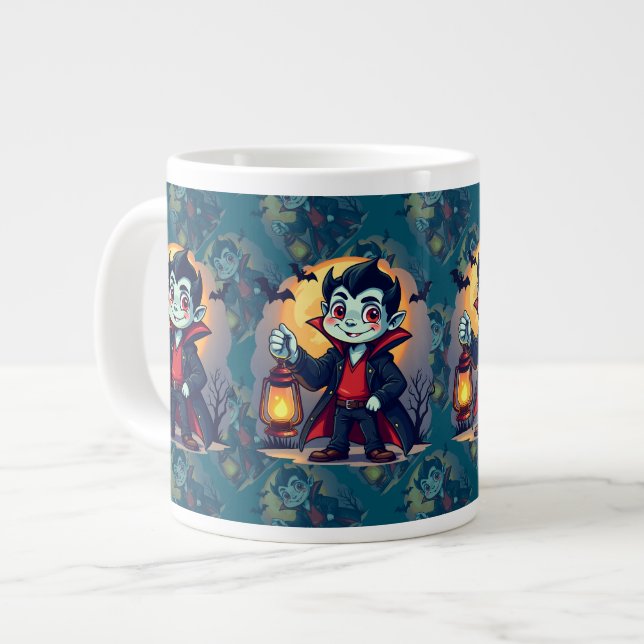 Grande Tasse Cute Vampire with Lantern Kawaii Halloween (Devant gauche)