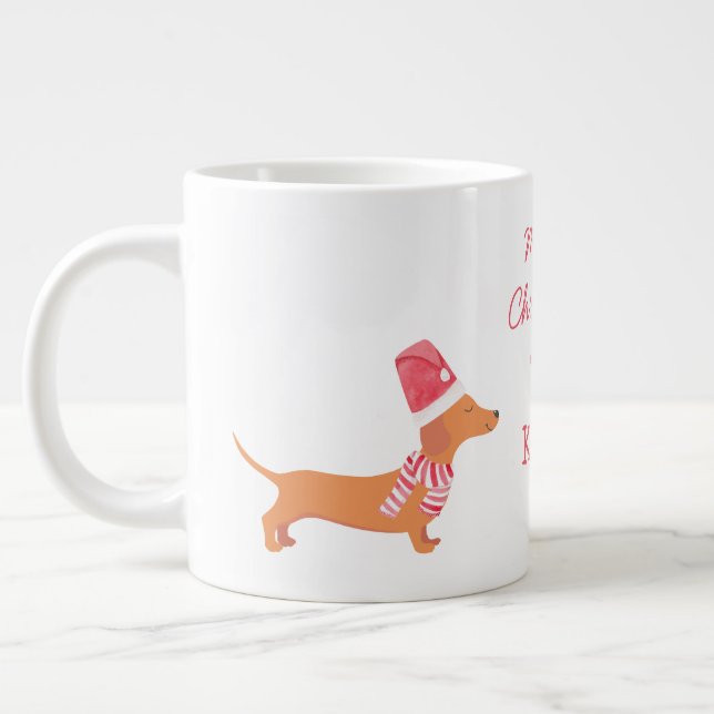 Grande Tasse Dachshund saucisse cadeau amoureux des chiens Noël (Gauche)