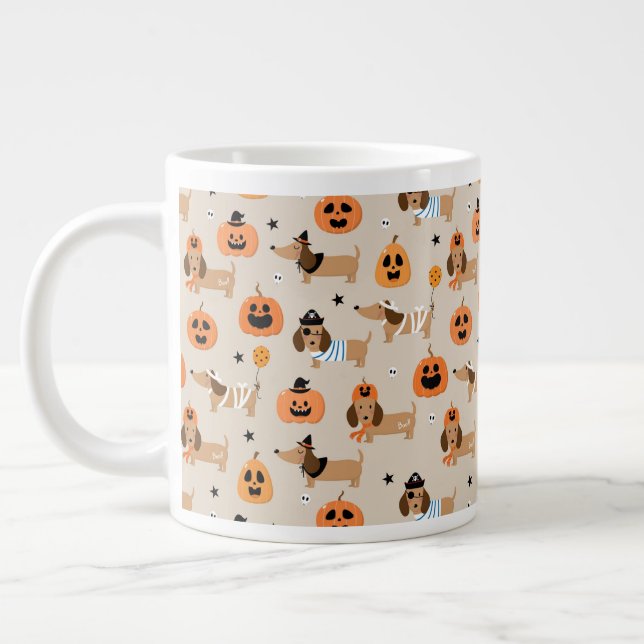Grande Tasse Dachshunds en Halloween Costumes Motif (Gauche)