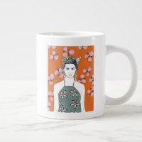 Dame aux fleurs roses - Orange