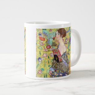 Grande Tasse Dame avec ventilateur par Gustav Klimt, Japonisme 
