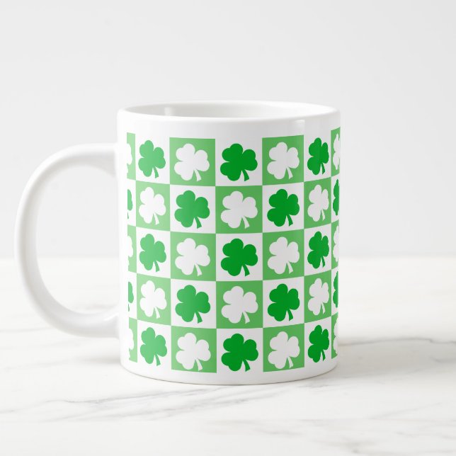 Grande Tasse Danse Shamrocks verts et blancs St Pats irlandais (Gauche)