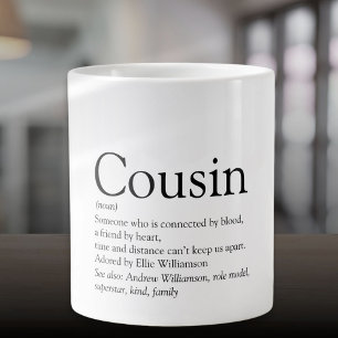 Grande Tasse Définition de cousin cool et moderne noir et blanc