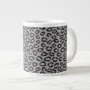 Grande Tasse Dentelle noire avec motif léopard blanc