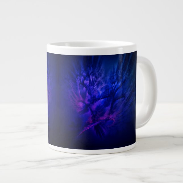 Grande Tasse Des ailes mystiques aux plumes bleues profondes (Devant droit)