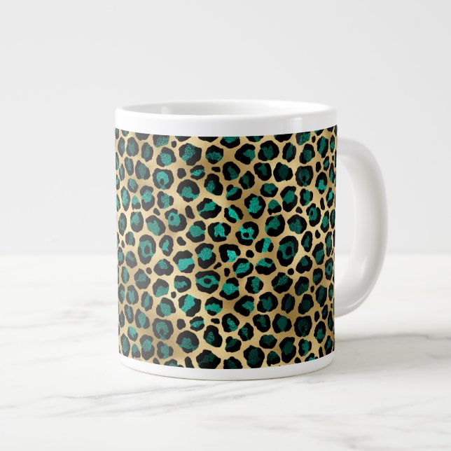 Grande Tasse Design turquoise et Gold Leopard Series 14 (Devant droit)