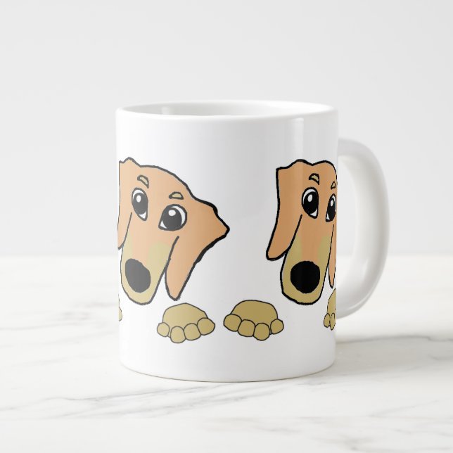Grande Tasse dessin animé de dachshund fawn et tan peeking (Devant droit)