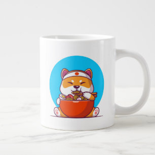 Grande Tasse Dessin animé de Shiba Inu mignon mangeant des noui