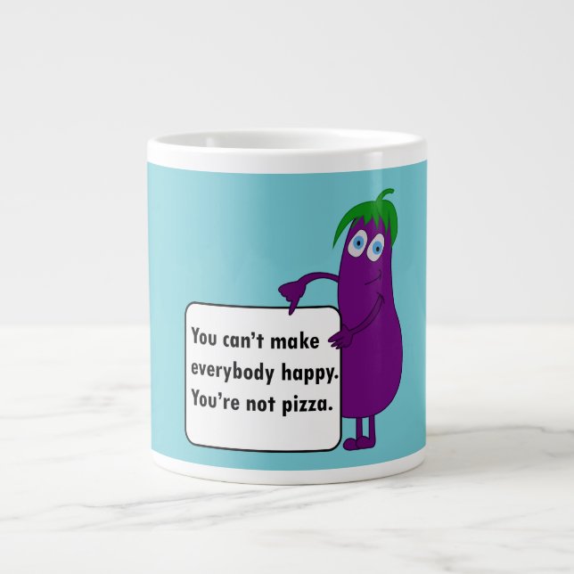 Grande Tasse Dessin de caricature aubergine drôle citation bleu (Devant)