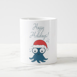 Grande Tasse dessin de la pieuvre bleue caricaturale