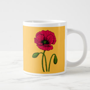 Grande Tasse Dessin de pavot rouge