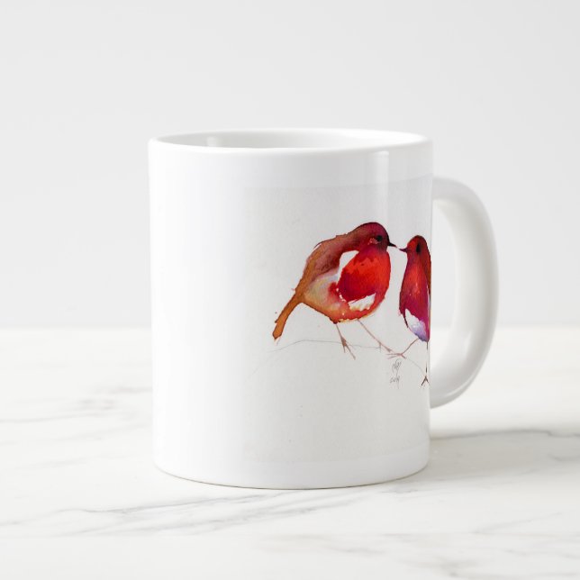 Grande Tasse Deux peu d'oiseaux 2014 d'encre (Devant droit)