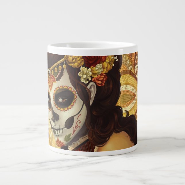 Grande Tasse Dia De Los Muertos Throw Pillow (Devant)