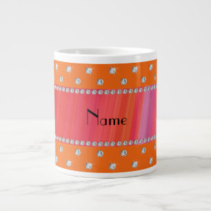 Grande Tasse Diamants orange de nom personnalisé
