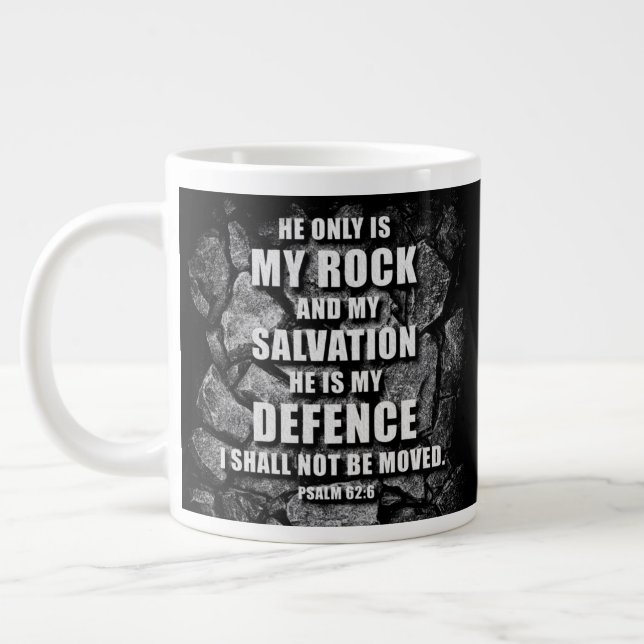 Grande Tasse DIEU Mon Rocher & Salut - Foi chrétienne Verse  (Gauche)