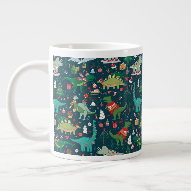 Grande Tasse Dinosaures festifs Motif de Noël (Gauche)