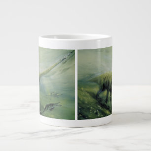 Grande Tasse Dinosaures vintage, Brachiosaure nageant dans l'oc